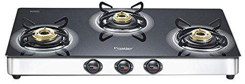 Prestige Royale Plus Schott Glass 3 Burner Gas Stove, SS (GTS 03SS) - KITCHEN MART