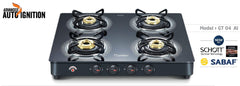 Prestige Royale Plus Schott Glass 4 Burner Gas Stove, Auto Ignition -  KITCHEN MART