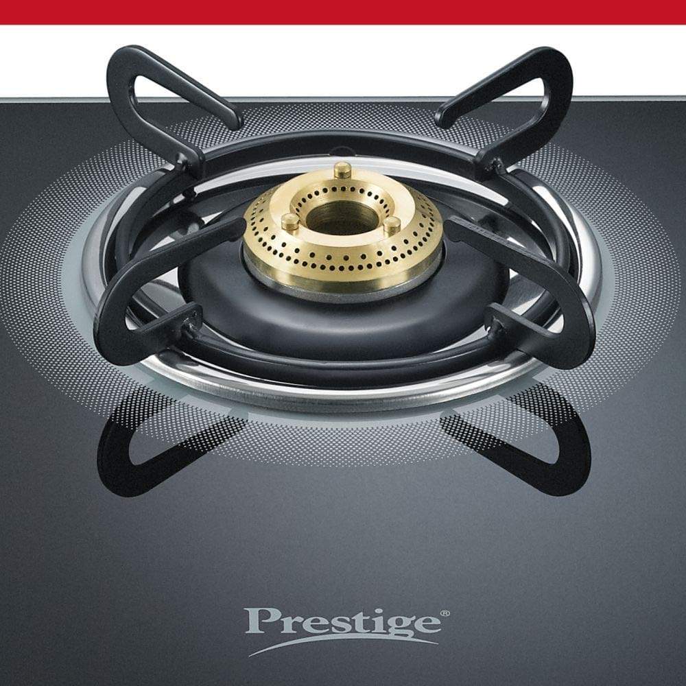 Prestige Royale Plus Schott Glass 4 Burner Gas Stove, Black - KITCHEN MART