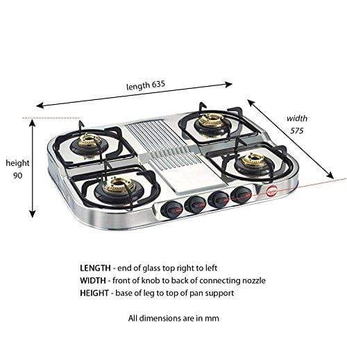 Prestige Stainless Steel 4 Burner Gas Stove - KITCHEN MART