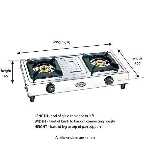 Prestige Star Stainless Steel 2 Burner Gas Stove - KITCHEN MART