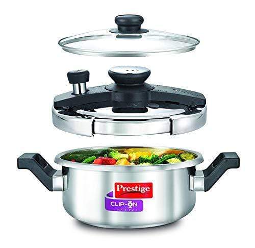 Prestige Svachh Clip-on Mini Stainless steel 3 Litre Pressure Cooker - KITCHEN MART
