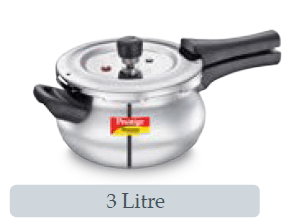 Prestige Deluxe Stainless Steel Mini Handi Pressure Cooker, 3.3-Liter