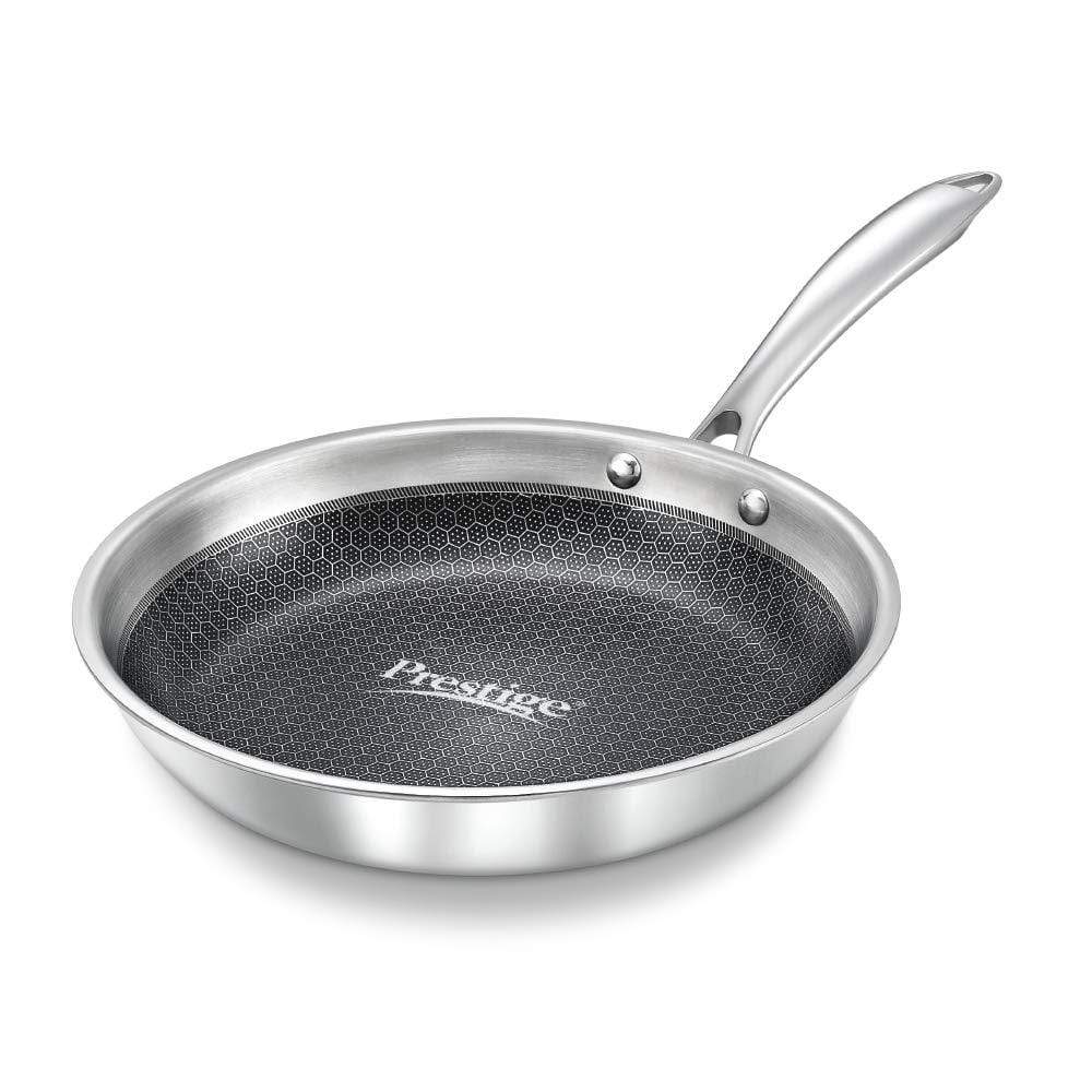 Prestige Tri-Ply Honey Comb Stainless Steel Frypan with Lid - KITCHEN MART