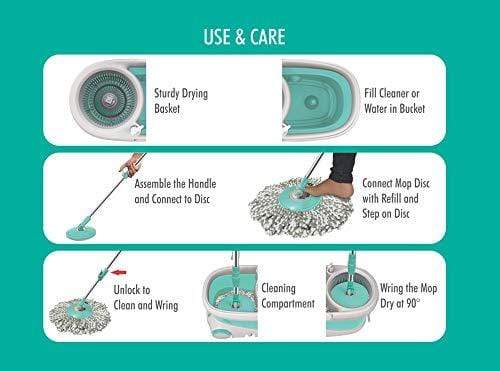 Spotzero By Milton Wave Spin Mop, Aqua Green - KITCHEN MART