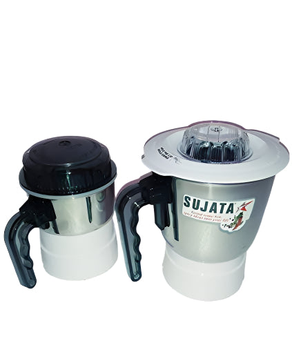 Sujata Grinder and Chutney Jars Combo (1 L & 250 ml, Silver)