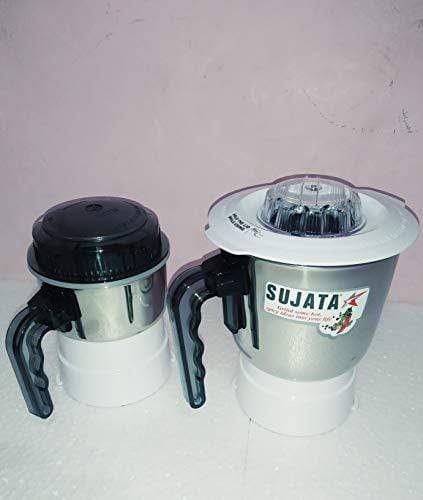 Sujata Grinder and Chutney Jars Combo (1 L & 250 ml, Silver)