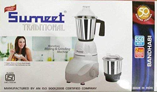Sumeet Bandhabi Mixer Grinder White, 550Watts, 2 Jars - KITCHEN MART