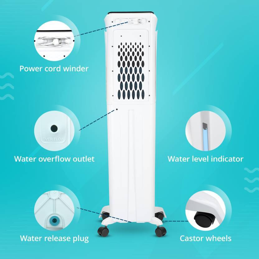 symphony Diet 3D 55i+ Tower Cooler - 55 Litres, White - KITCHEN MART