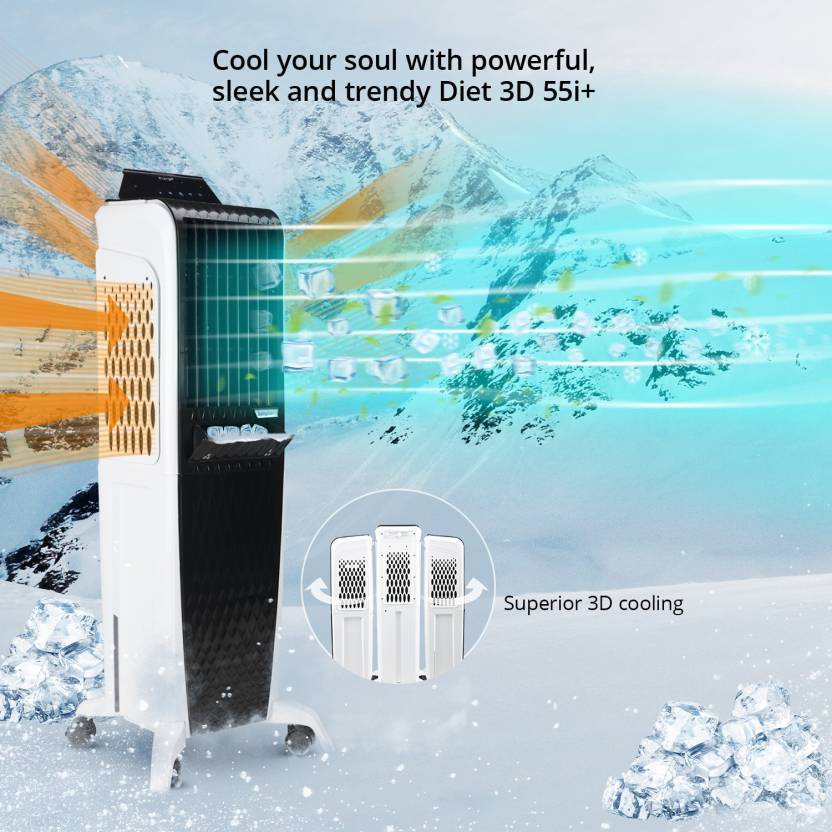 symphony Diet 3D 55i+ Tower Cooler - 55 Litres, White - KITCHEN MART