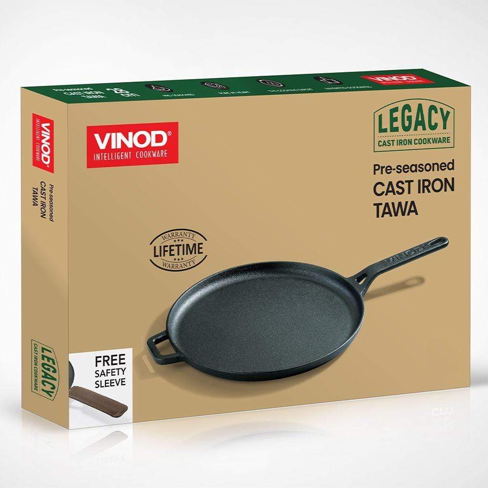 Vinod Legacy Pre - Seasoned Cast Iron Dosa Tawa - 28 Cm - KITCHEN MART