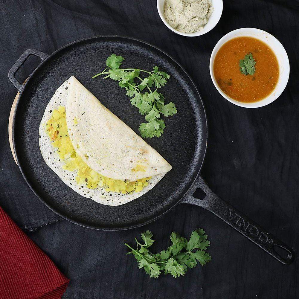 Vinod Legacy Pre - Seasoned Cast Iron Dosa Tawa - 28 Cm - KITCHEN MART