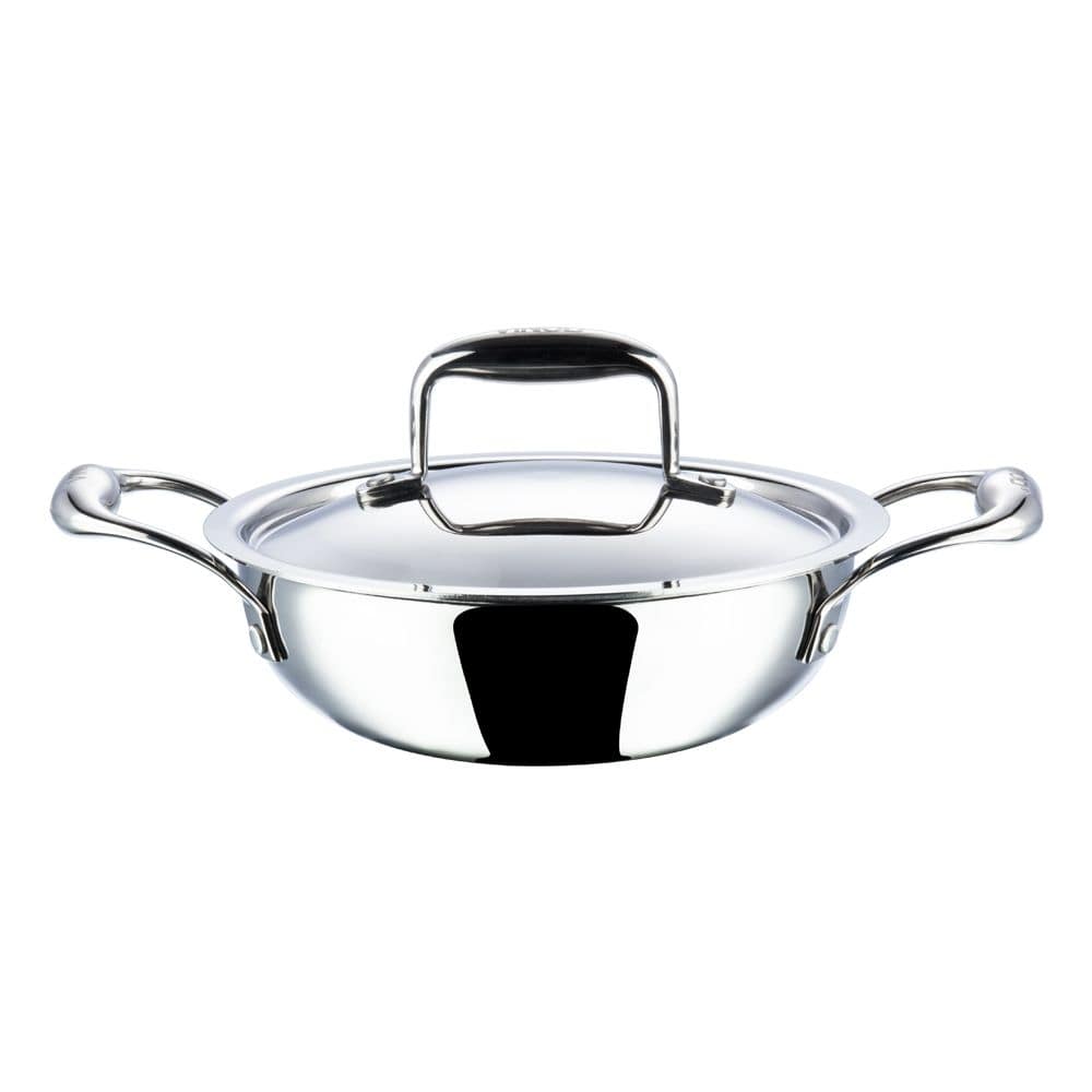 Vinod Platinum Triply Stainless Steel Extra Deep Kadai with Lid - KITCHEN MART