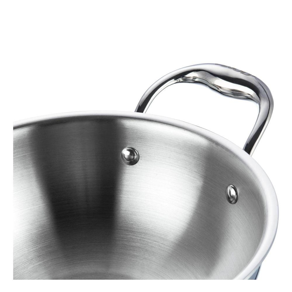 Vinod Platinum Triply Stainless Steel Extra Deep Kadai with Lid - KITCHEN MART