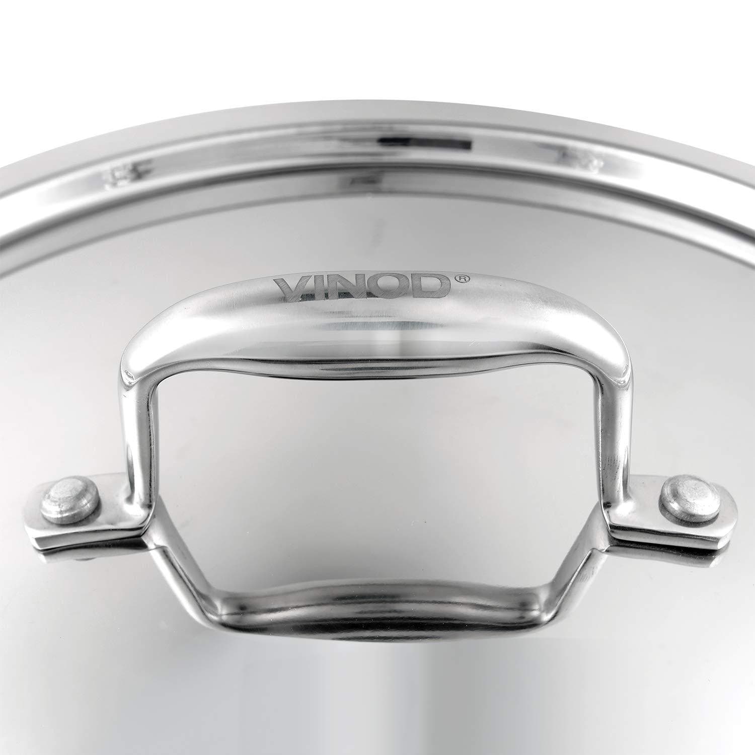 Vinod Platinum Triply Stainless Steel Kadai with Lid - KITCHEN MART