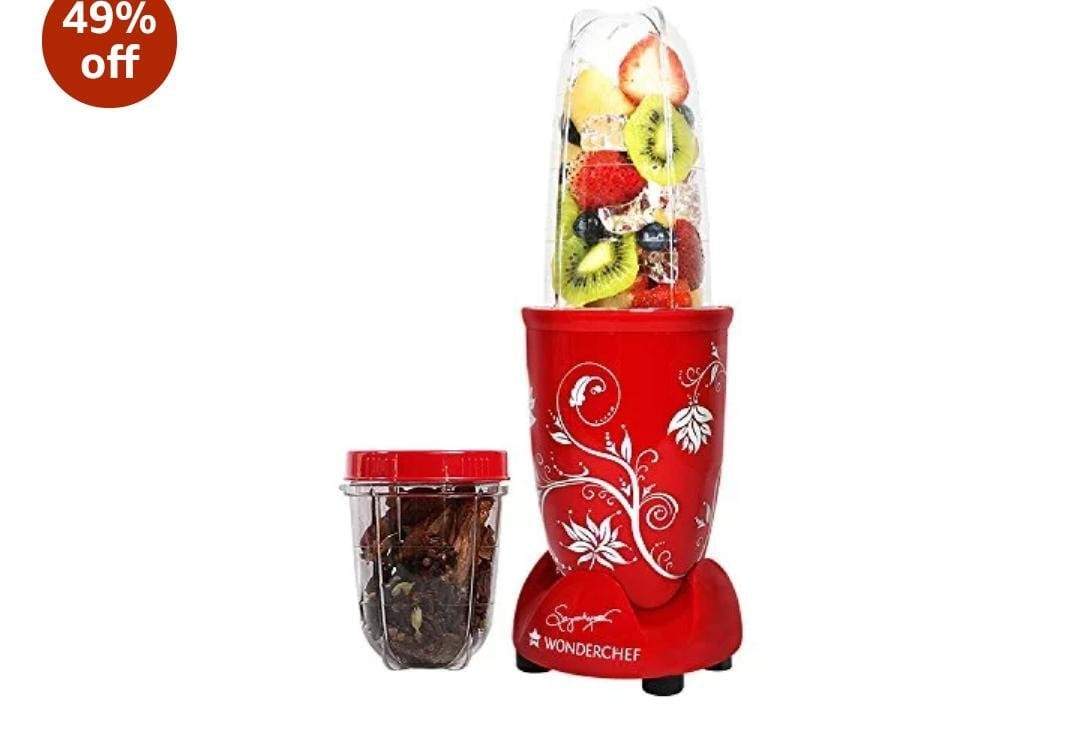 Wonderchef Nutri-Blend 400 Watts Juicer Mixer Grinder (Red) - KITCHEN MART