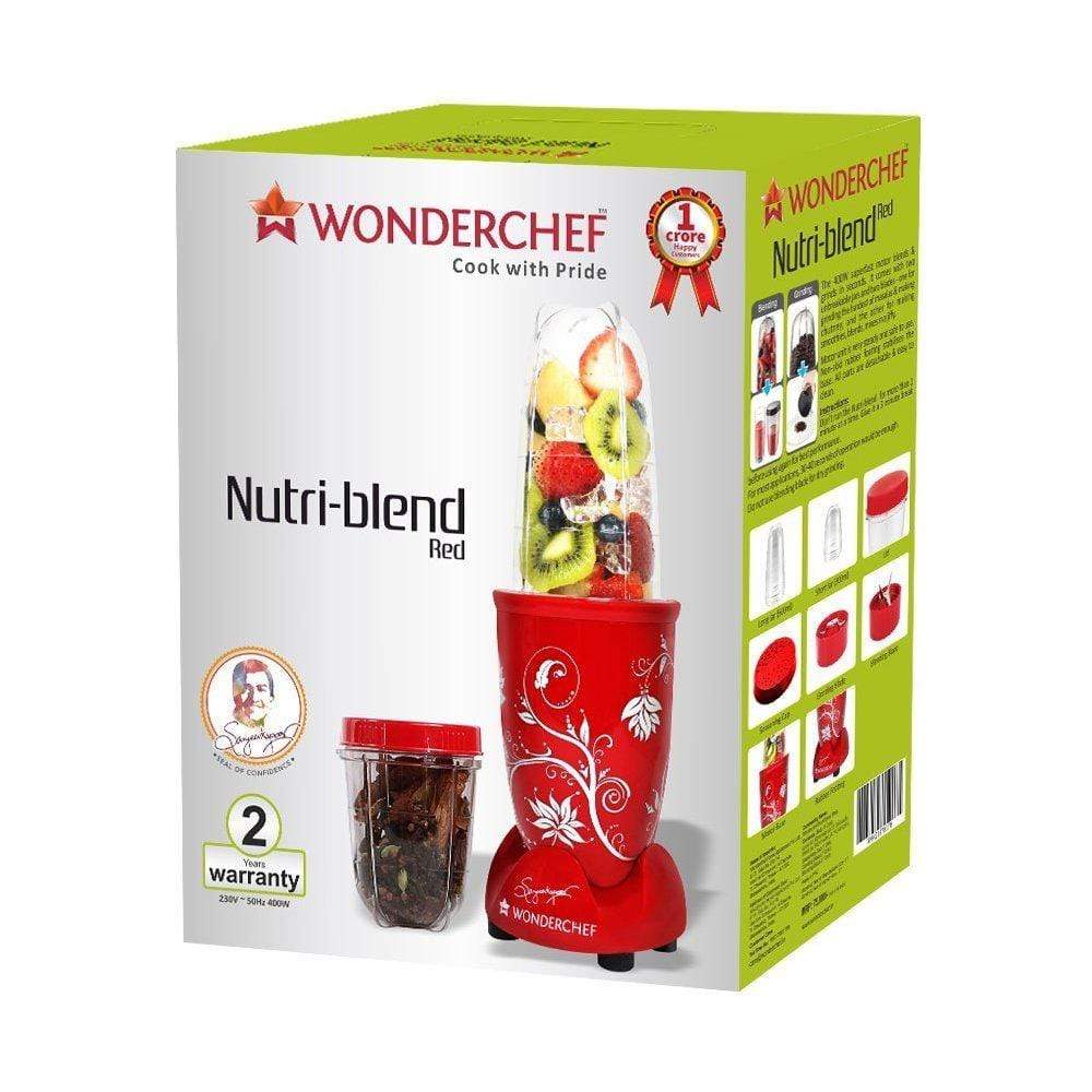 Wonderchef Nutri-Blend 400 Watts Juicer Mixer Grinder (Red) - KITCHEN MART